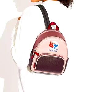 Coach Mini Court Two-Tone Pink and Burgundy Backpack